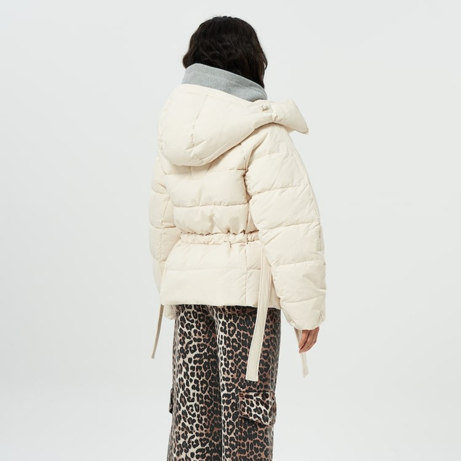 GANNI Nylon Tech Puffer Short Jacket – Tofu
