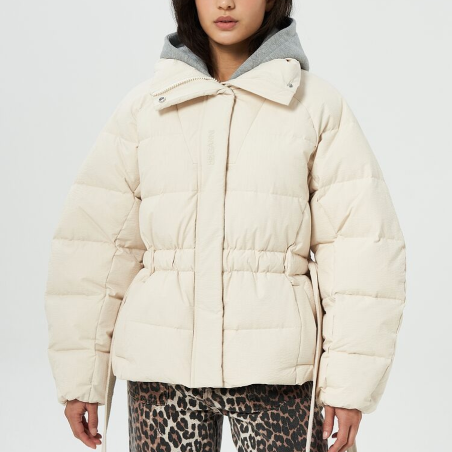 GANNI Nylon Tech Puffer Short Jacket – Tofu
