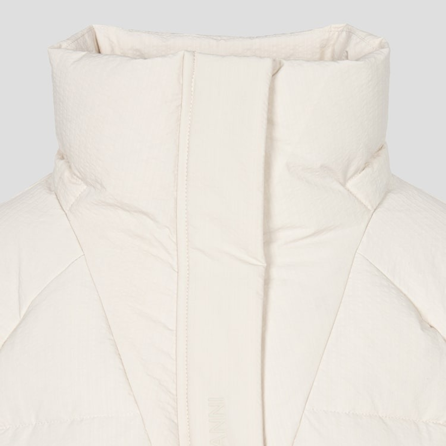 GANNI Nylon Tech Puffer Short Jacket – Tofu