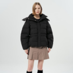 GANNI Tech Seersucker Oversized Puffer Jacket – Black