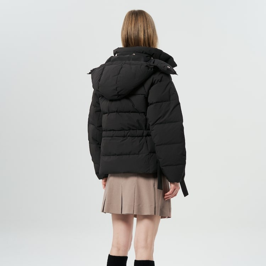 GANNI Tech Seersucker Oversized Puffer Jacket – Black