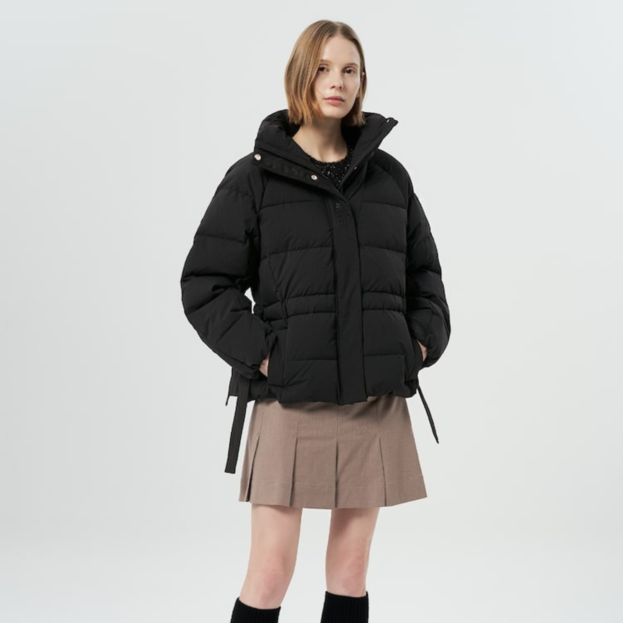 GANNI Tech Seersucker Oversized Puffer Jacket – Black