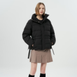 GANNI Tech Seersucker Oversized Puffer Jacket – Black