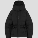 GANNI Tech Seersucker Oversized Puffer Jacket – Black