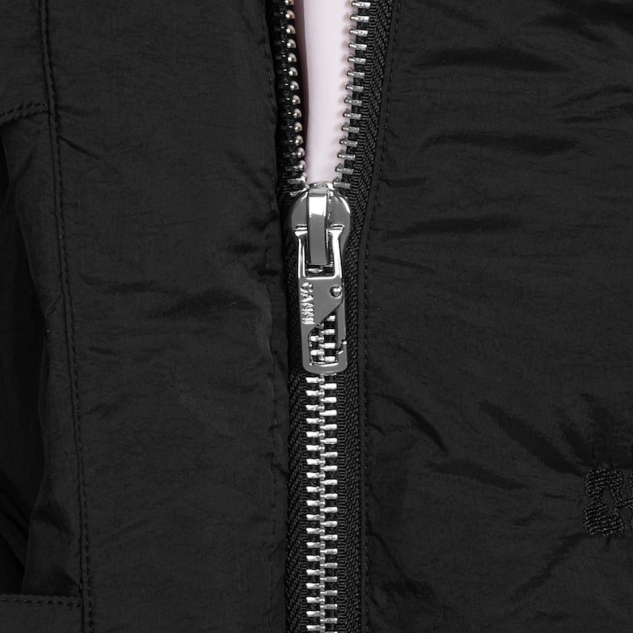 GANNI Tech Seersucker Oversized Puffer Jacket – Black