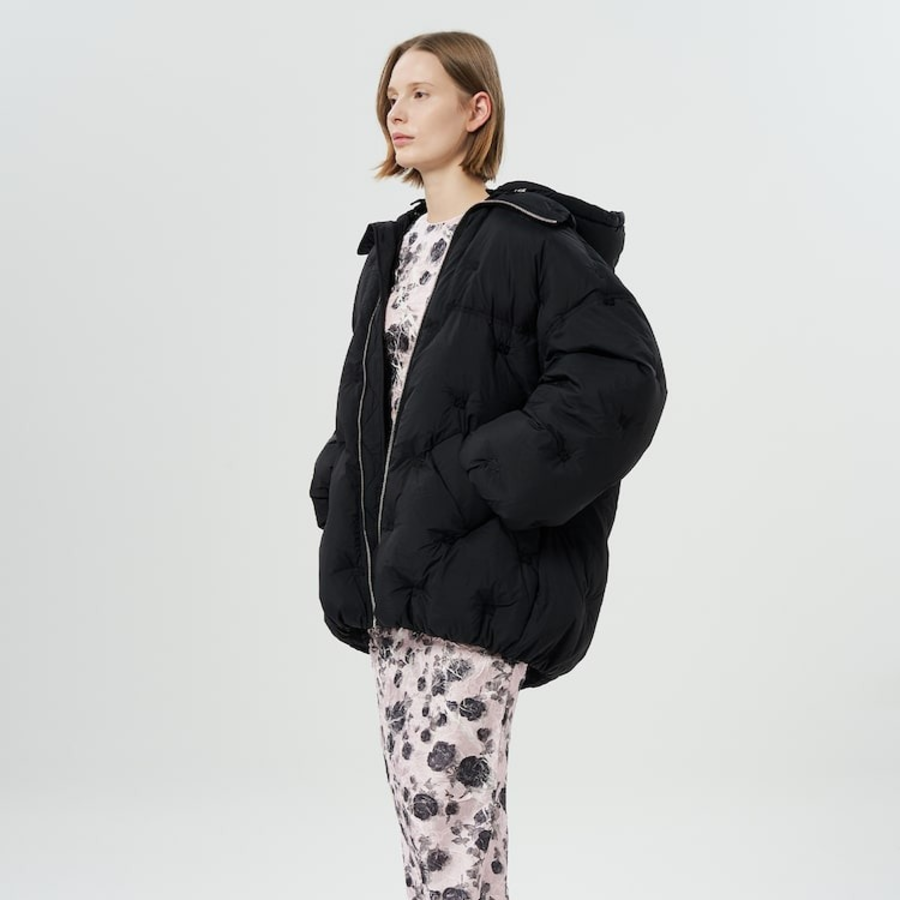 GANNI Nylon Tech Puffer Midi Jacket – Black
