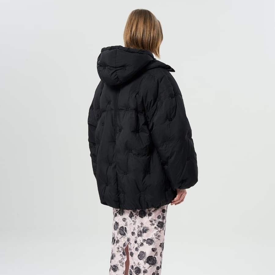 GANNI Nylon Tech Puffer Midi Jacket – Black
