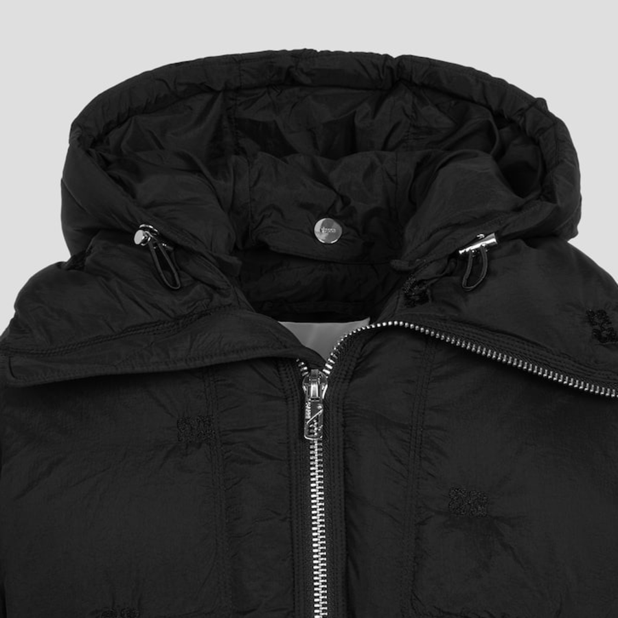 GANNI Nylon Tech Puffer Midi Jacket – Black