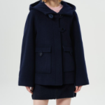 GANNI Boiled Wool Midi Jacket – Navy