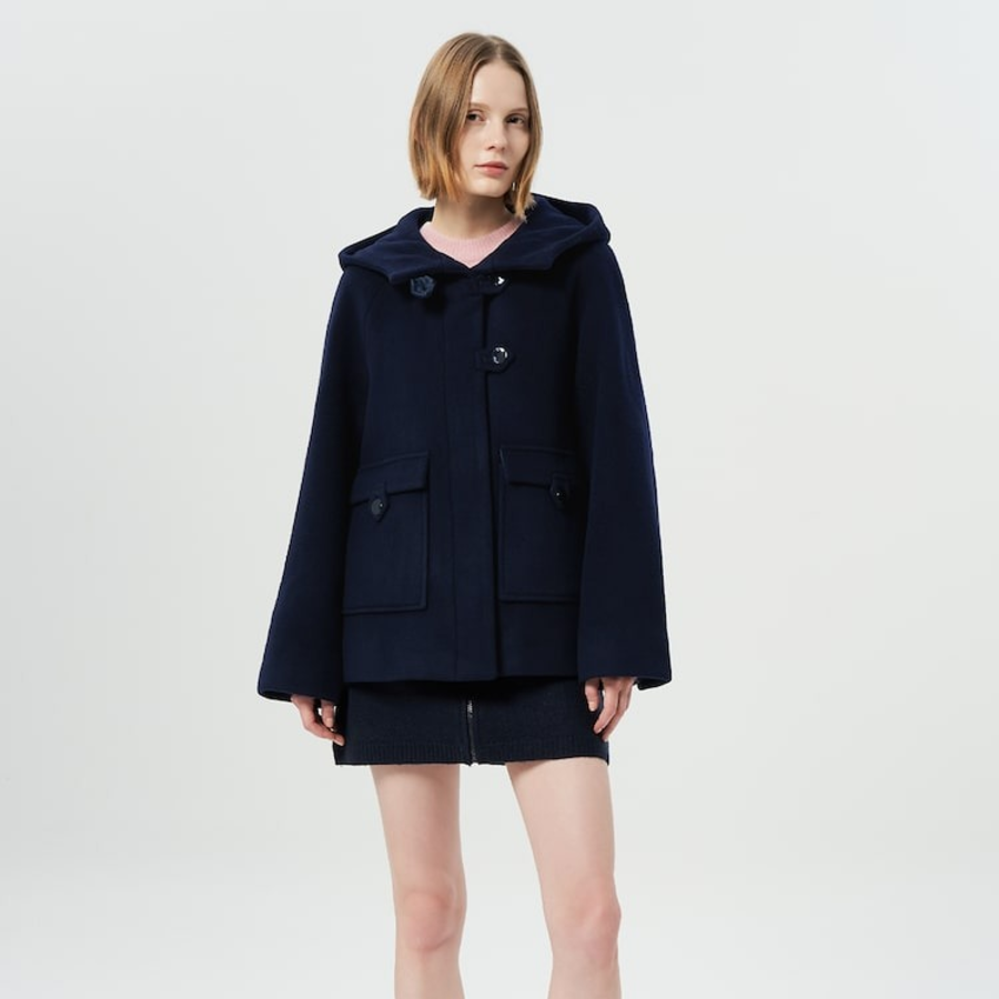 GANNI Boiled Wool Midi Jacket – Navy