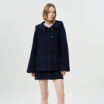 GANNI Boiled Wool Midi Jacket – Navy