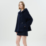 GANNI Boiled Wool Midi Jacket – Navy