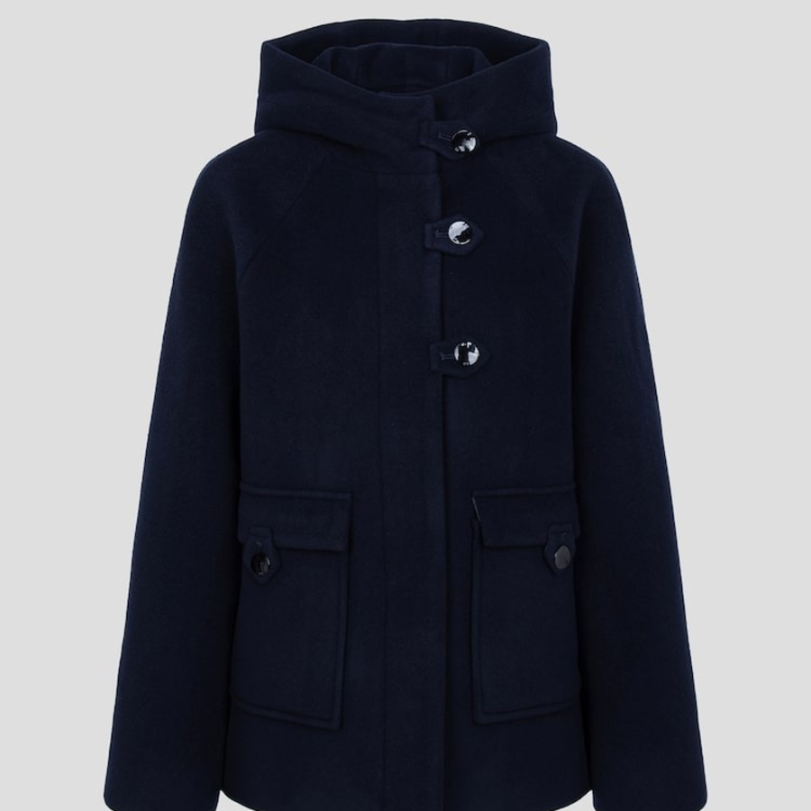 GANNI Boiled Wool Midi Jacket – Navy