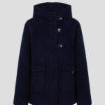 GANNI Boiled Wool Midi Jacket – Navy