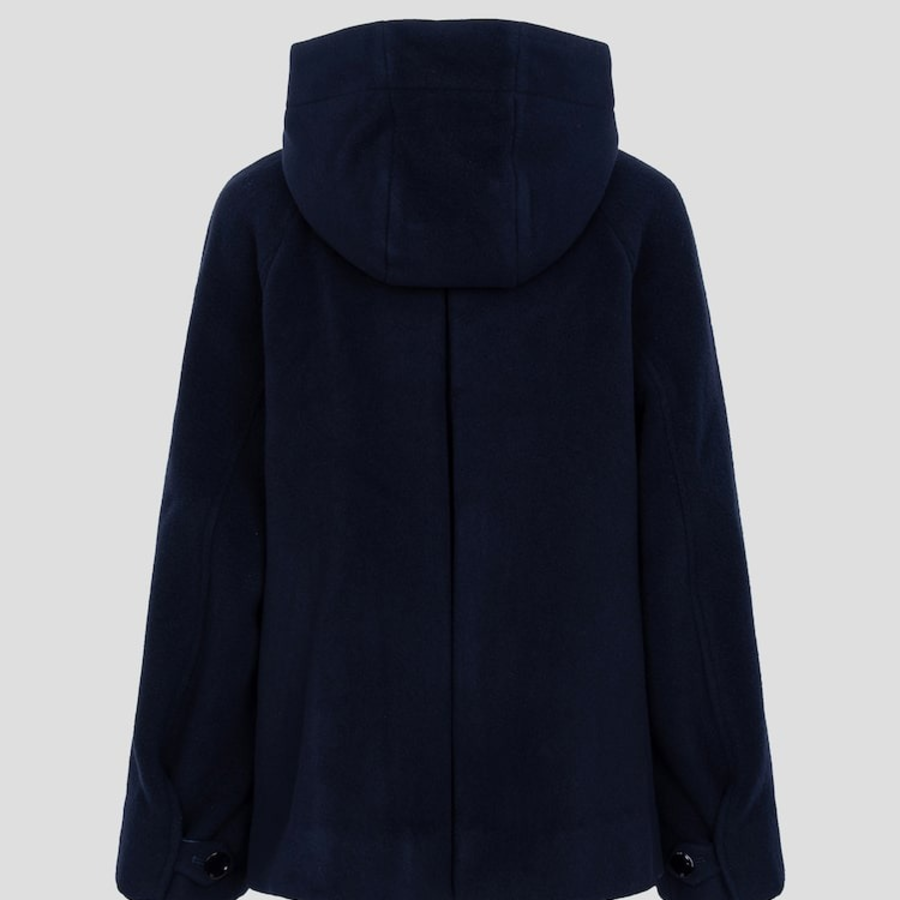 GANNI Boiled Wool Midi Jacket – Navy