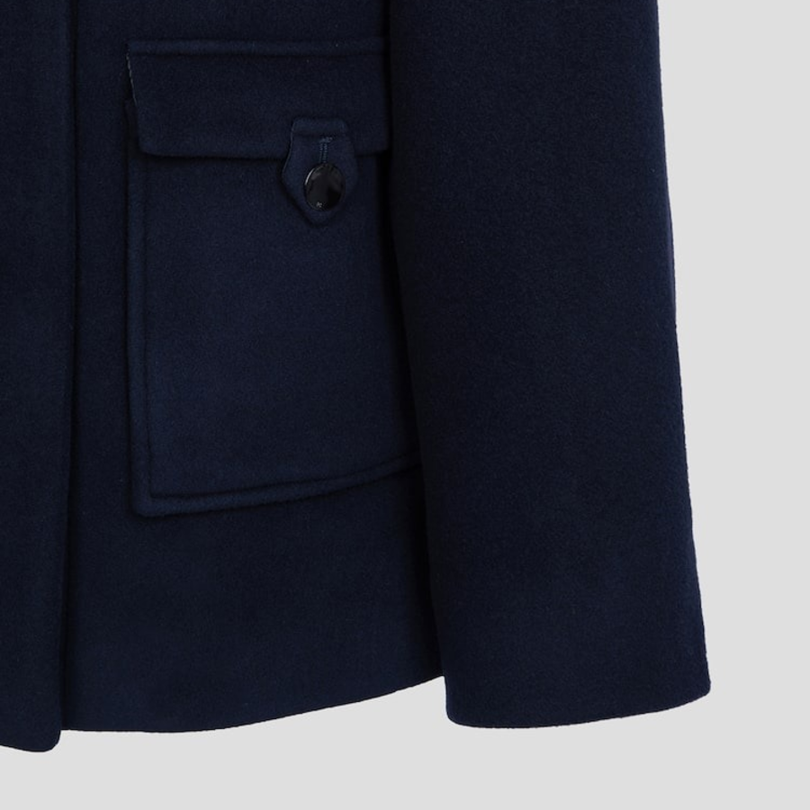 GANNI Boiled Wool Midi Jacket – Navy