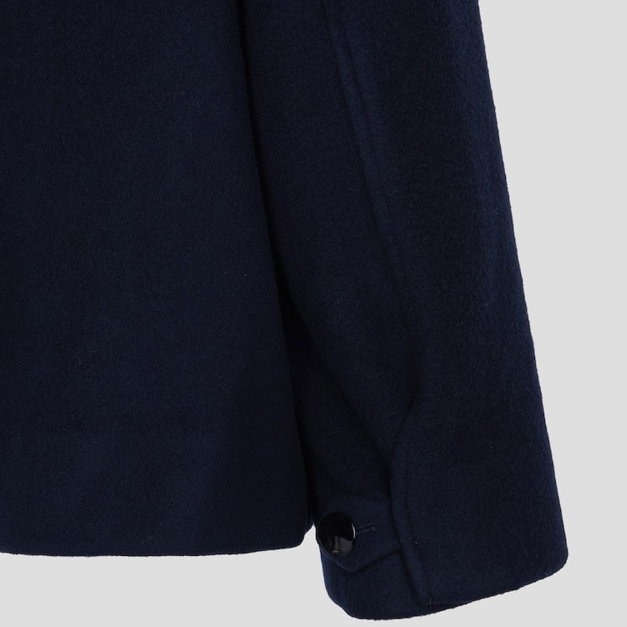 GANNI Boiled Wool Midi Jacket – Navy