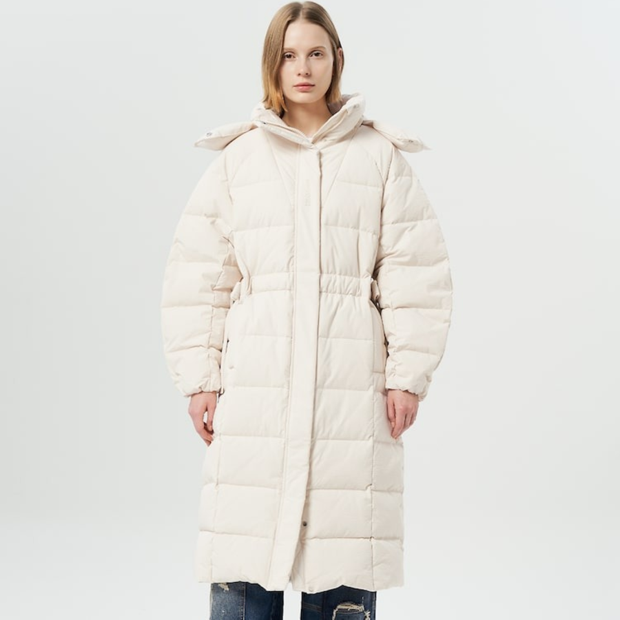 GANNI Tech Seersucker Puffer Coat – Tofu