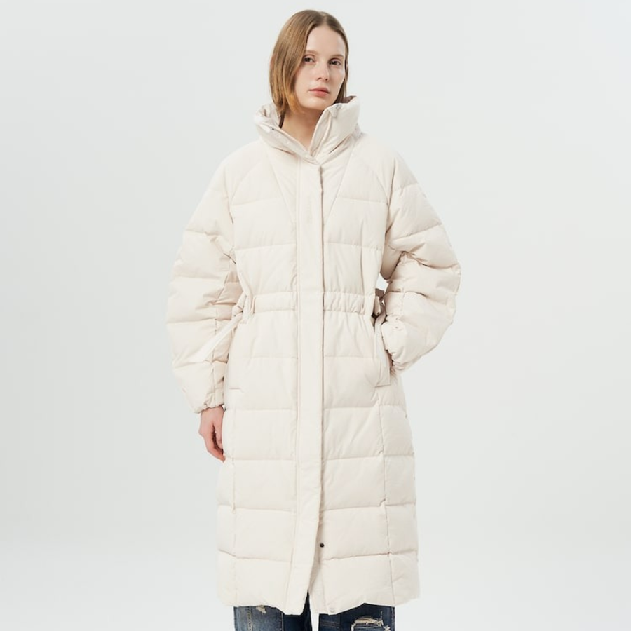 GANNI Tech Seersucker Puffer Coat – Tofu