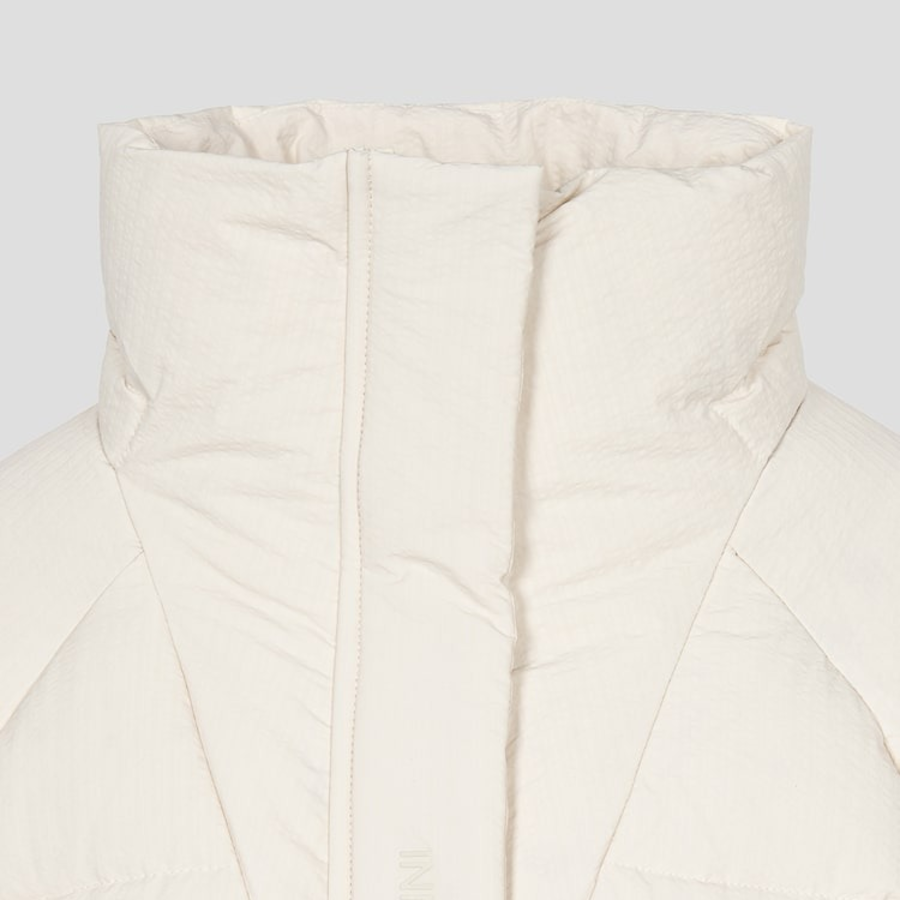 GANNI Tech Seersucker Puffer Coat – Tofu