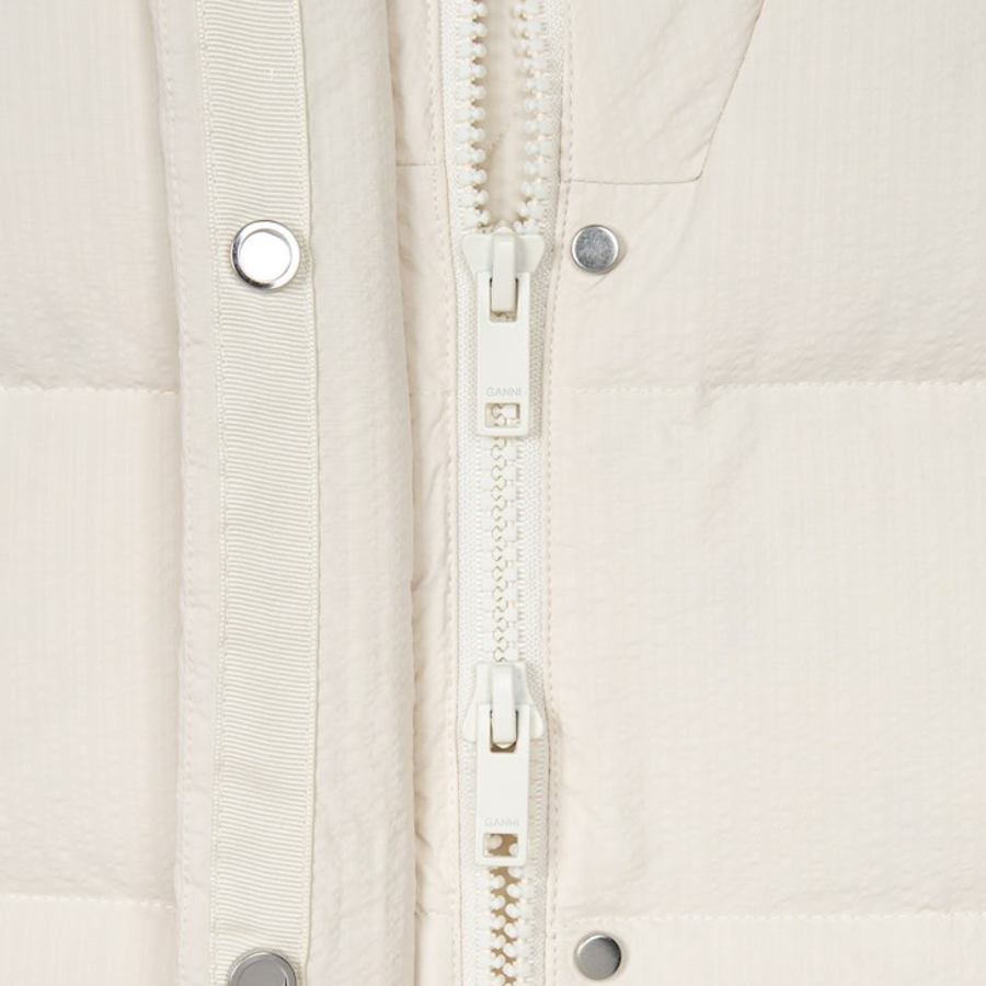 GANNI Tech Seersucker Puffer Coat – Tofu