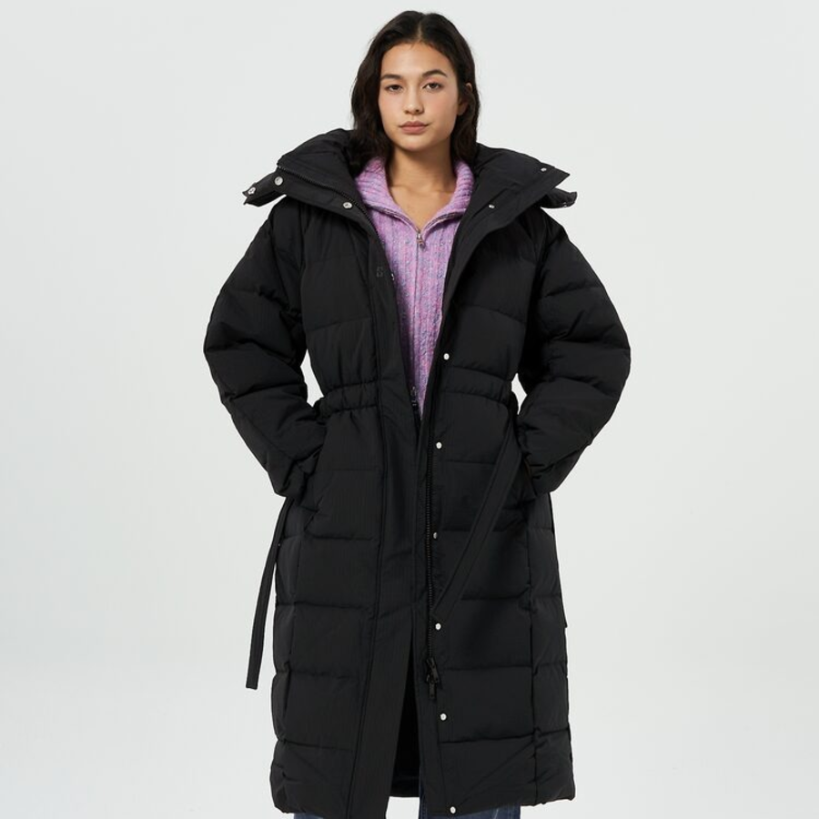 GANNI Tech Seersucker Puffer Coat – Black