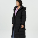 GANNI Tech Seersucker Puffer Coat – Black