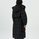 GANNI Tech Seersucker Puffer Coat – Black