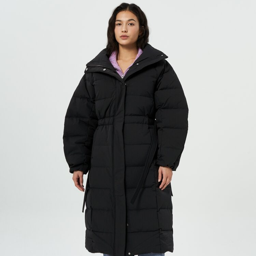 GANNI Tech Seersucker Puffer Coat – Black