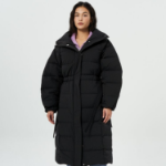 GANNI Tech Seersucker Puffer Coat – Black
