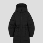GANNI Tech Seersucker Puffer Coat – Black