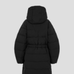 GANNI Tech Seersucker Puffer Coat – Black