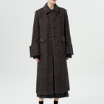 GANNI Herringbone Wool Coat – Brown