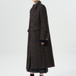 GANNI Herringbone Wool Coat – Brown