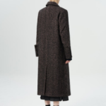 GANNI Herringbone Wool Coat – Brown