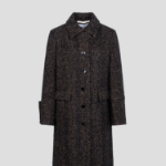 GANNI Herringbone Wool Coat – Brown