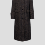 GANNI Herringbone Wool Coat – Brown