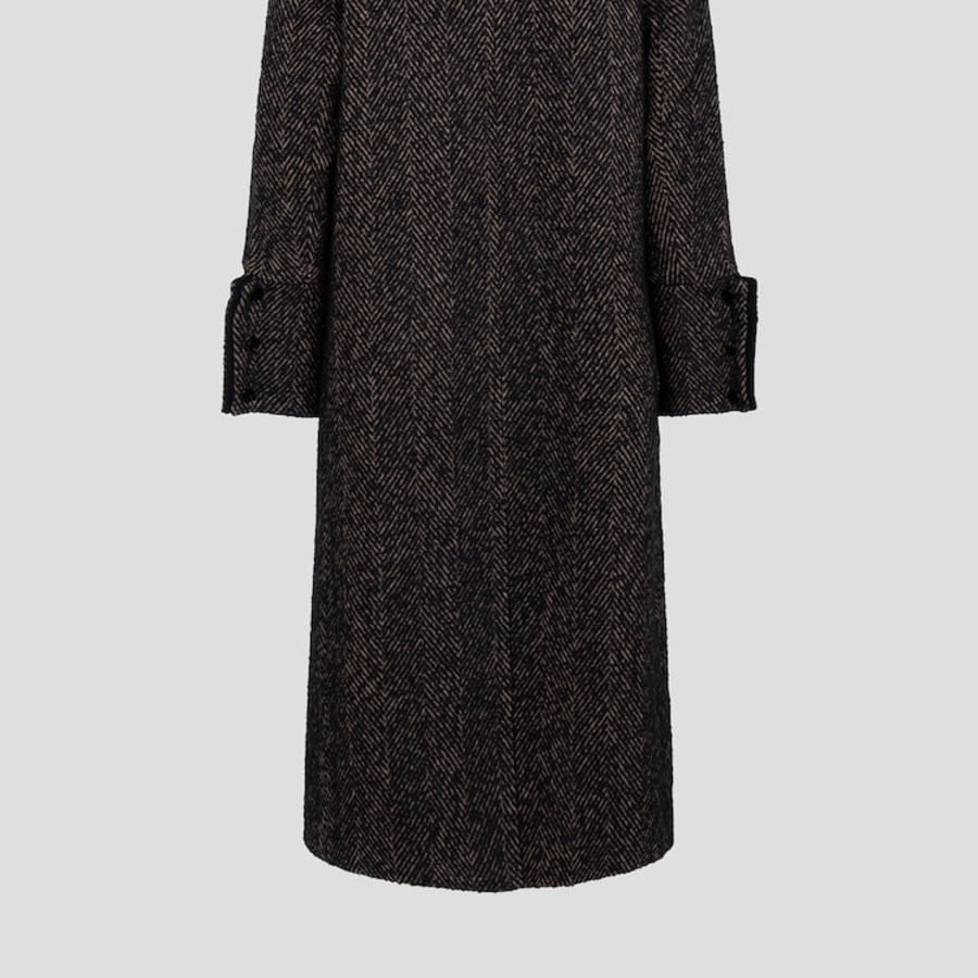 GANNI Herringbone Wool Coat – Brown