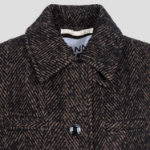 GANNI Herringbone Wool Coat – Brown