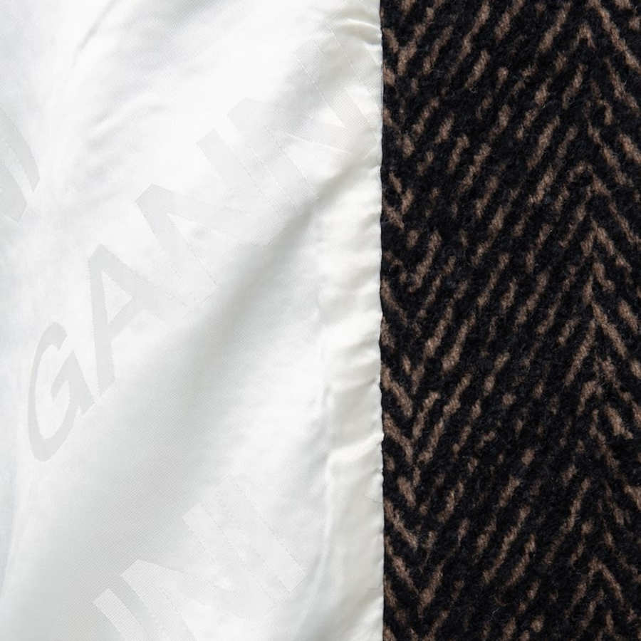 GANNI Herringbone Wool Coat – Brown