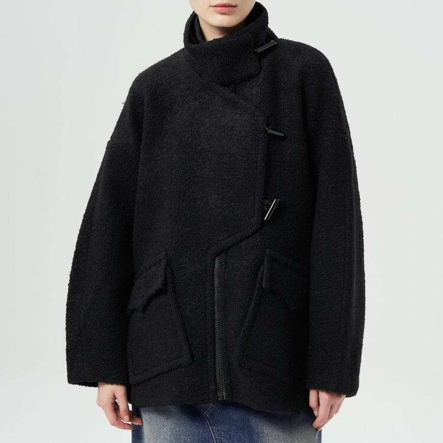 GANNI Drop Shoulder Half Placket Jacket – Black