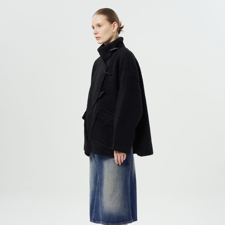 GANNI Drop Shoulder Half Placket Jacket – Black