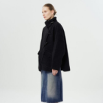 GANNI Drop Shoulder Half Placket Jacket – Black