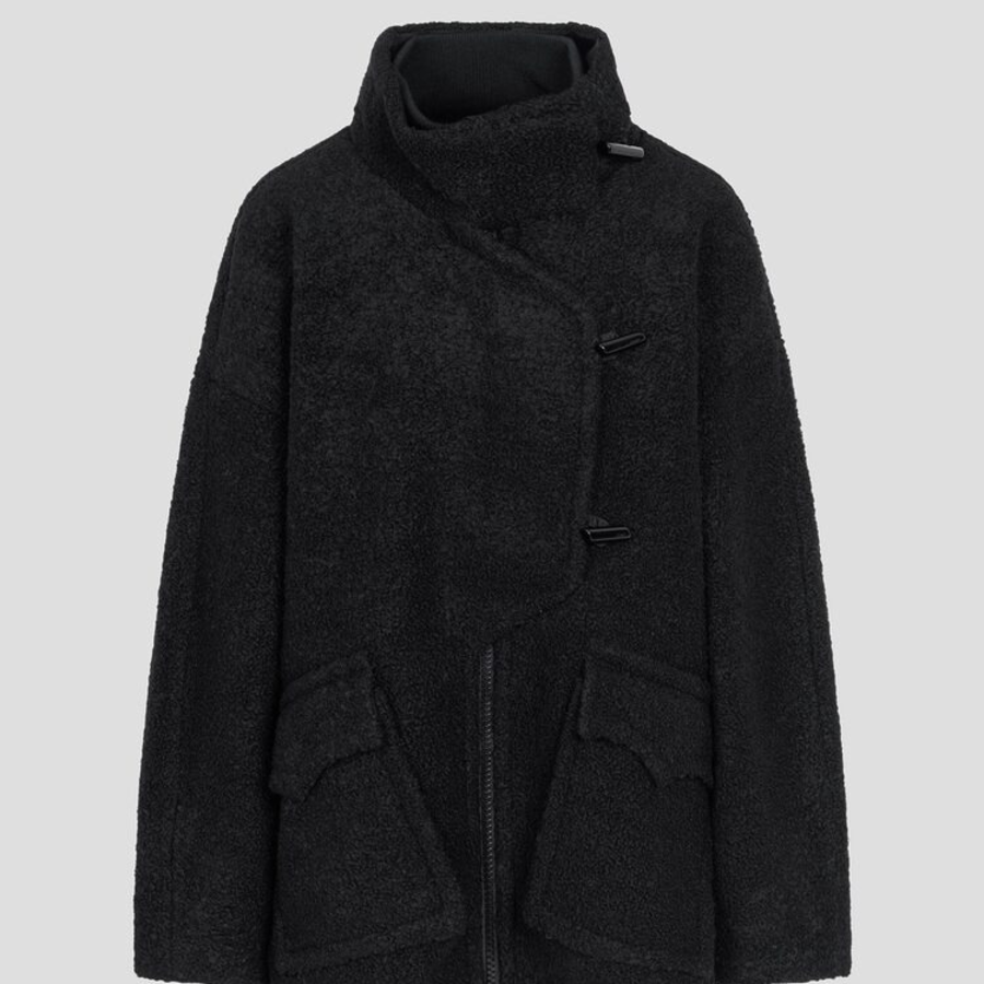 GANNI Drop Shoulder Half Placket Jacket – Black