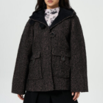 GANNI Herringbone Wool Midi Jacket – Brown