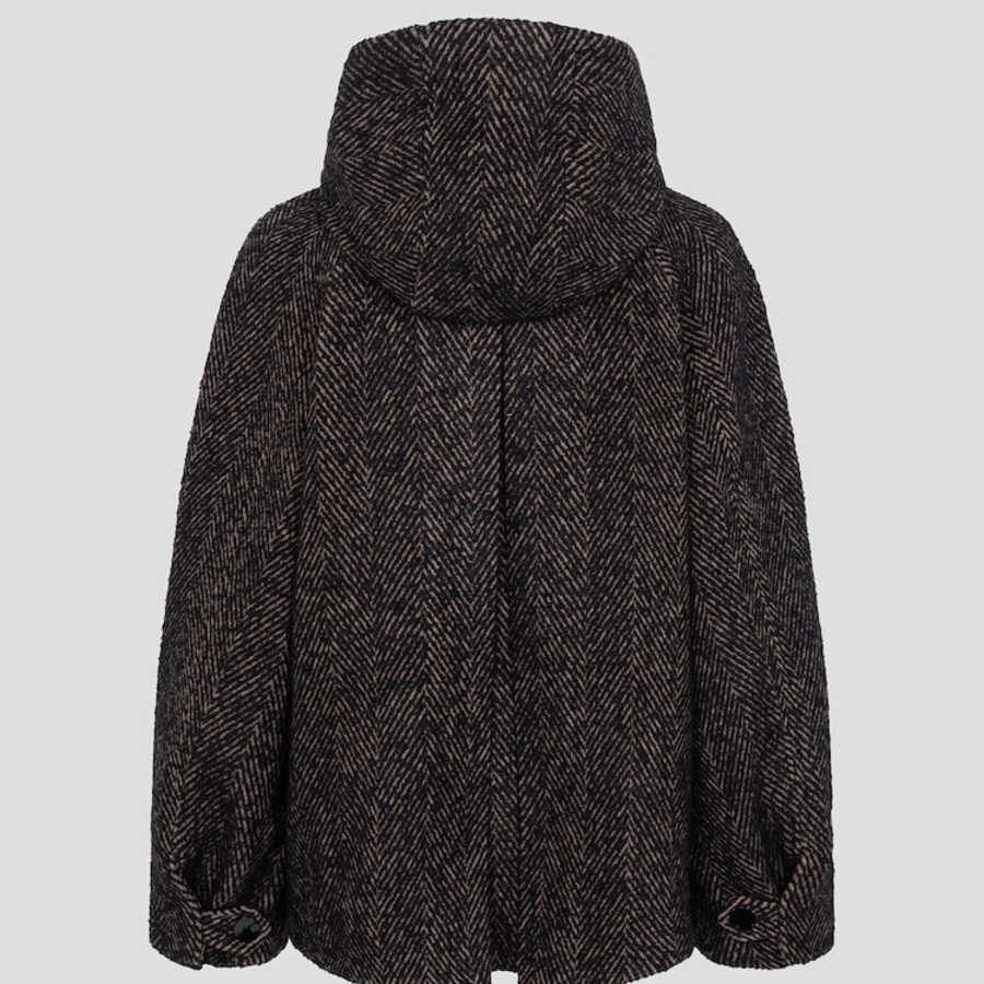 GANNI Herringbone Wool Midi Jacket – Brown