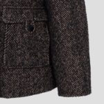 GANNI Herringbone Wool Midi Jacket – Brown