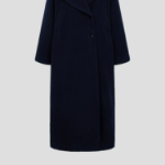 GANNI Boiled Wool Large Collar Coat – Navy