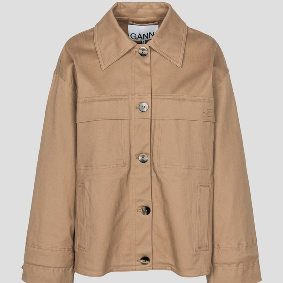 GANNI Herringbone Canvas Jacket – Tigers Eye