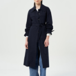 GANNI Seersucker Cotton Long Coat – Sky Captain